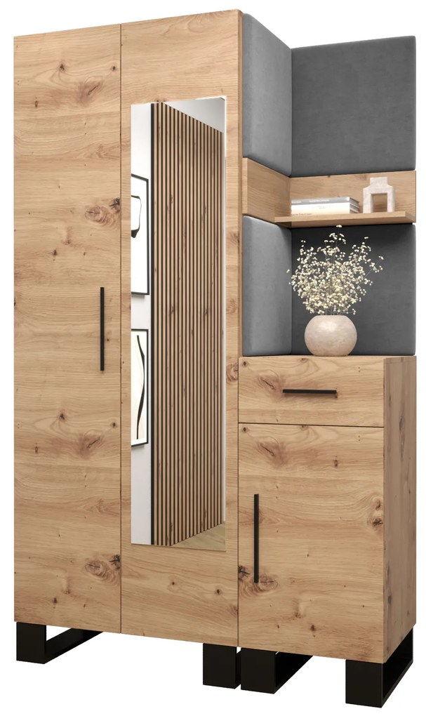 Set mobilier pentru hol Amanda 16 (Stejar artisan + gri închis). 1085995