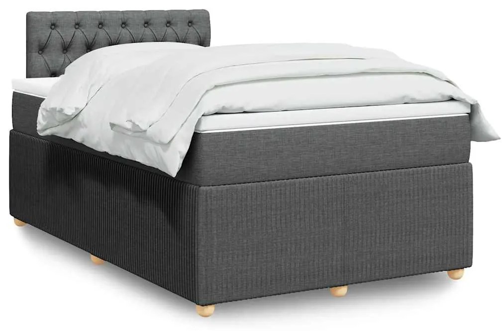 vidaXL Pat box spring cu saltea, gri închis, 120x200 cm, textil