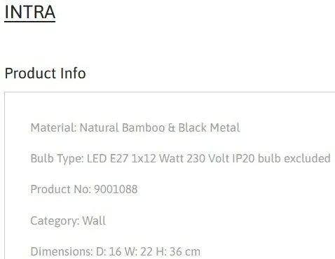 Aplica de perete boho style design natural Intra