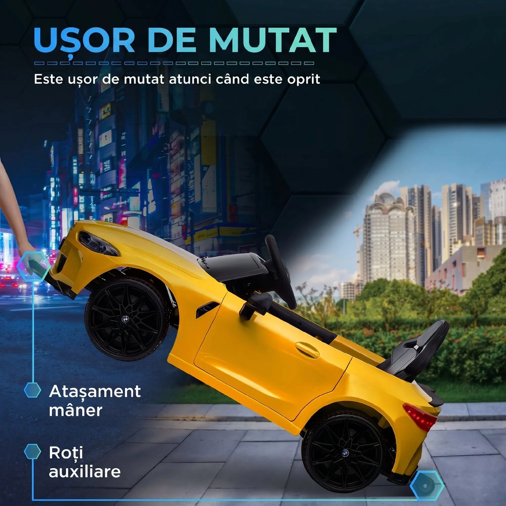 AIYAPLAY Mașinuță Electrică pentru Copii BMW M4, Galbenă | Aosom Romania