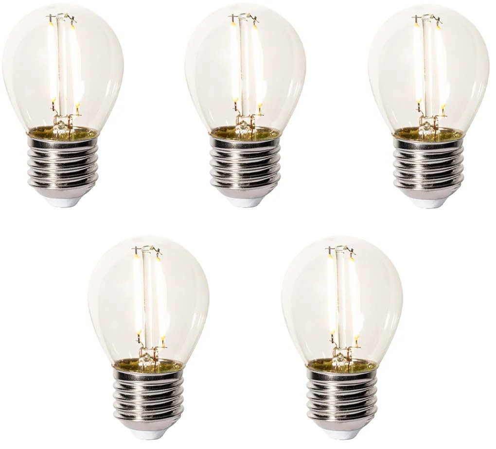 Set de 5 becuri LED E27 dimabile P45 sticlă transparentă 3W 350 lm 2200K