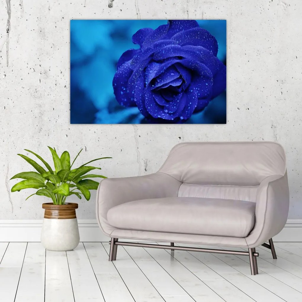 Tablou cu trandafir albastru (90x60 cm)