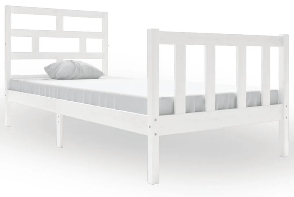 3101334 vidaXL Cadru de pat, alb, 90x200 cm, lemn masiv de pin