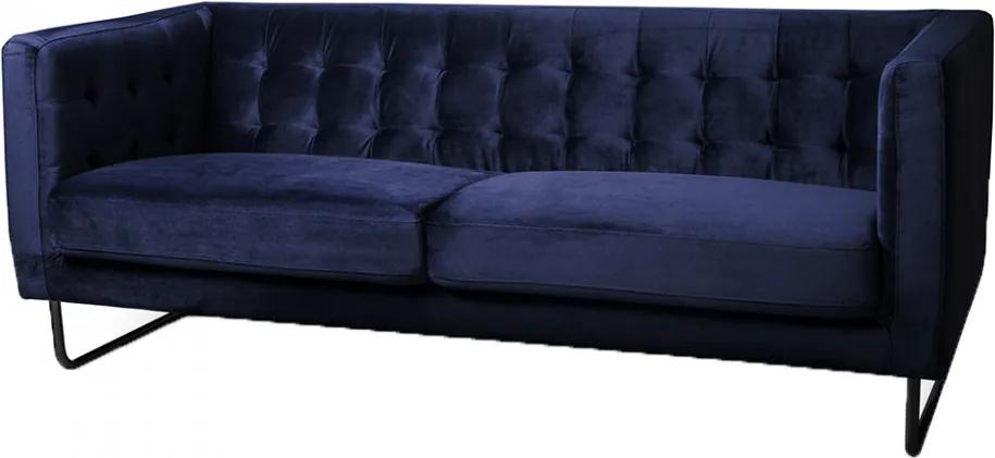 Canapea albastru inchis/neagra din catifea si inox pentru 3 persoane Meno Gilli