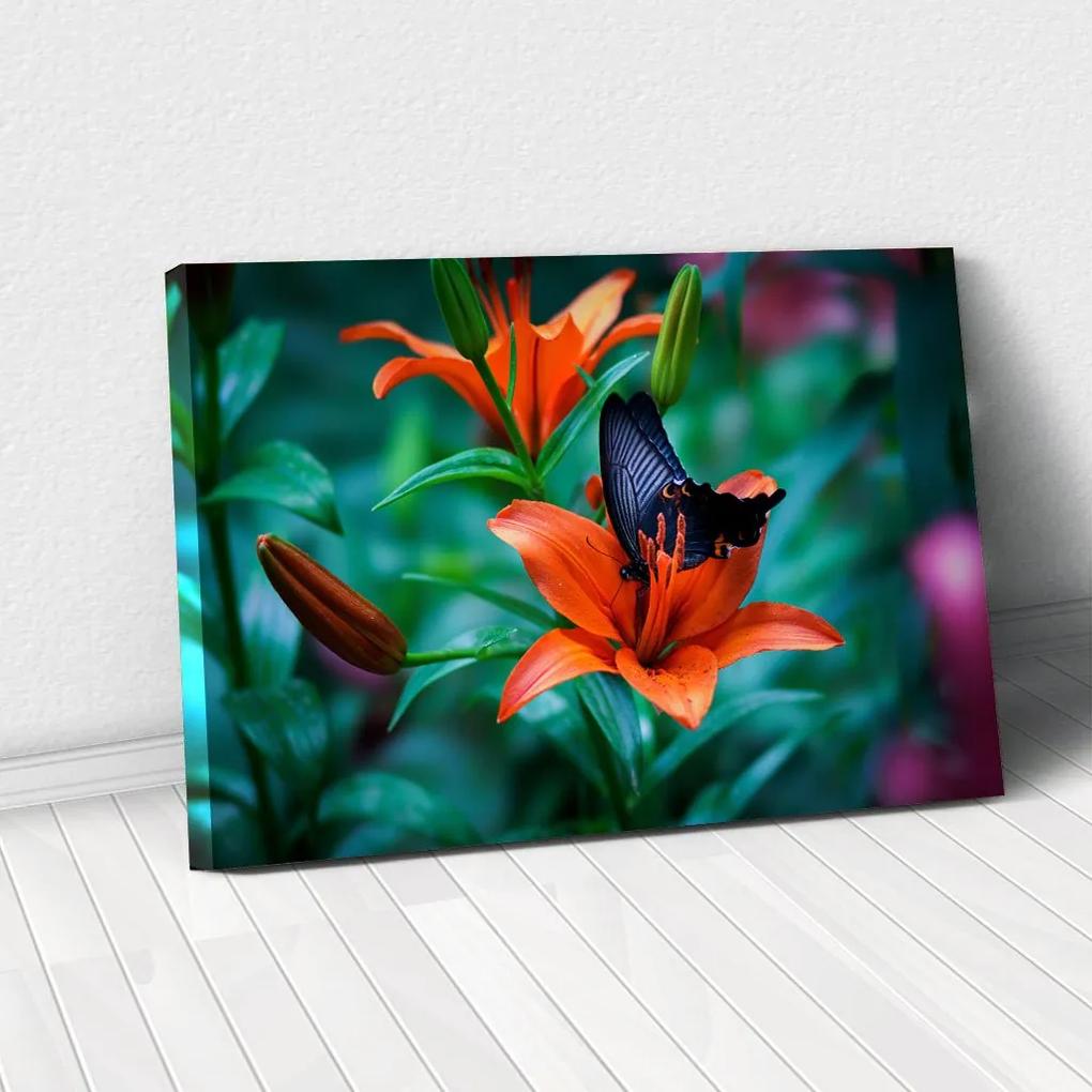 Tablou Canvas - Orange lilies 80 x 125 cm