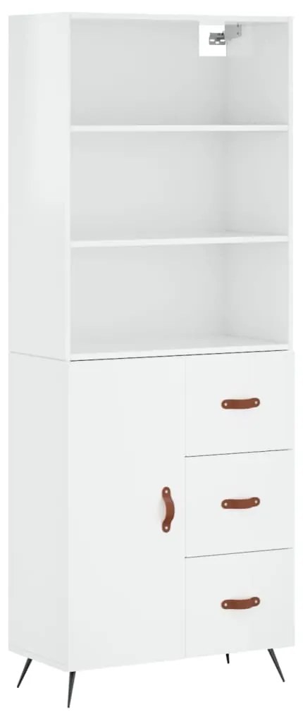 3189415 vidaXL Dulap înalt, alb extralucios, 69,5x34x180 cm, lemn compozit