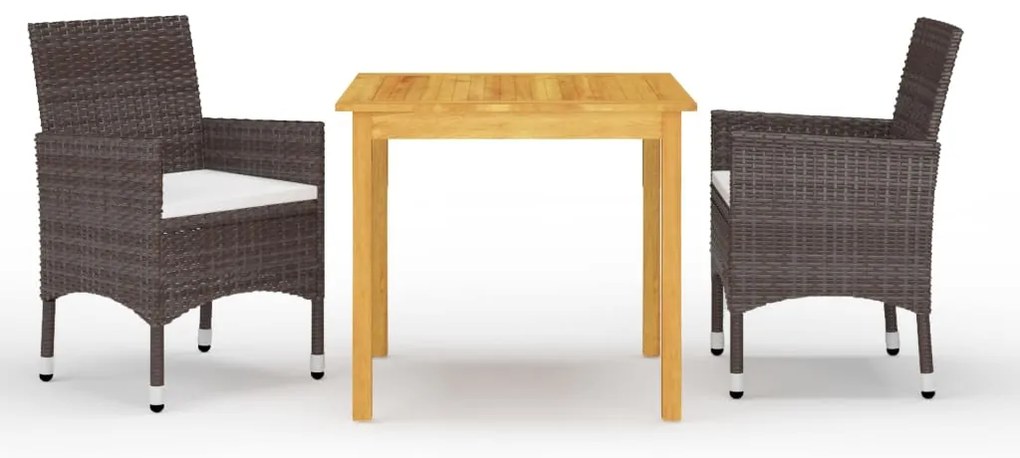 vidaXL Set mobilier de grădină cu perne, 3 piese, maro