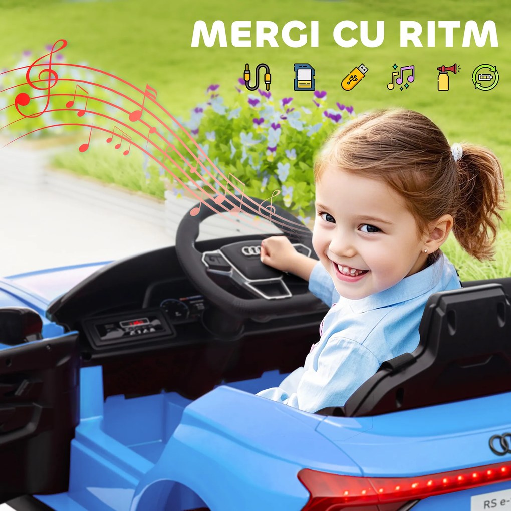 HOMCOM Mașinuta Electrica Copii cu Motor Dublu Mașină Electrică 12V 4,5Ah Suportă până la 25 kg 103x58x41 cm Albastră | Aosom Romania