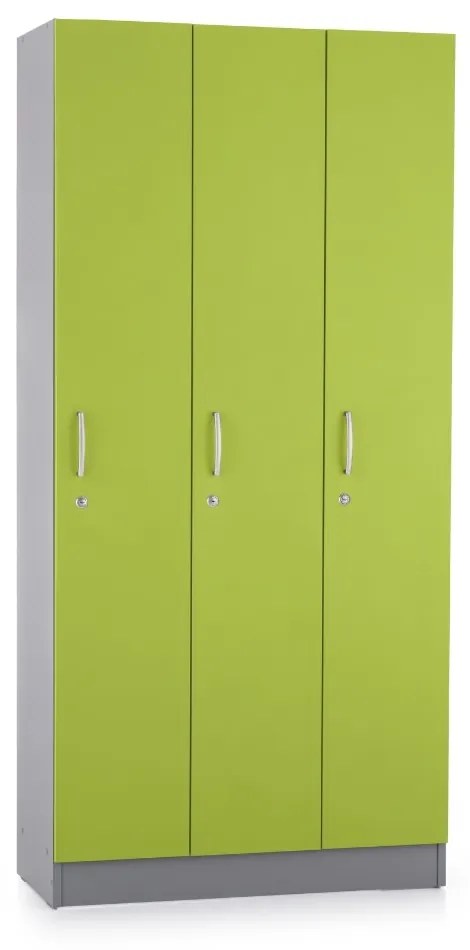 Dulap din lemn Visio LUX - 3 compartimente, 90 x 42 x 190 cm, verde