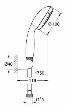 Set dus crom cu para dus 2 functii si furtun Grohe Tempesta New 100