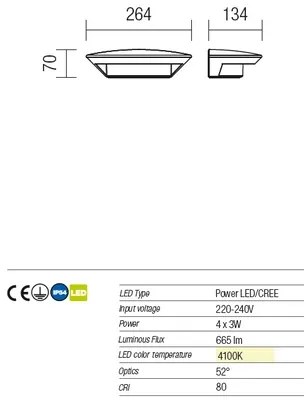 Aplică LED de exterior Redo 9407 PLATE 4xLED/3W/230V 4100K IP54 antracit