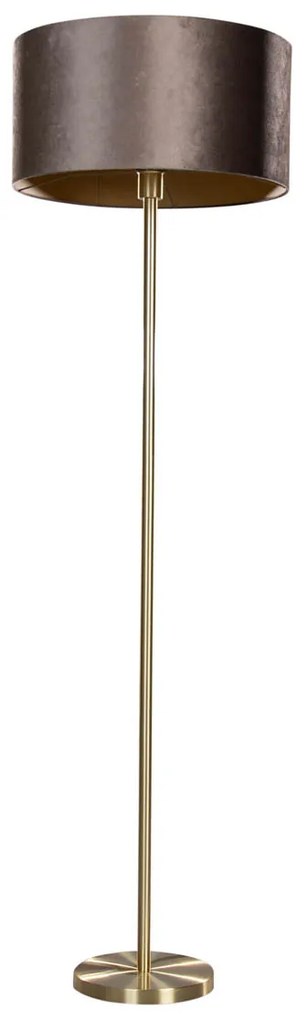 Lampă de podea din alamă cu abajur din velur maro 50cm - Simplo