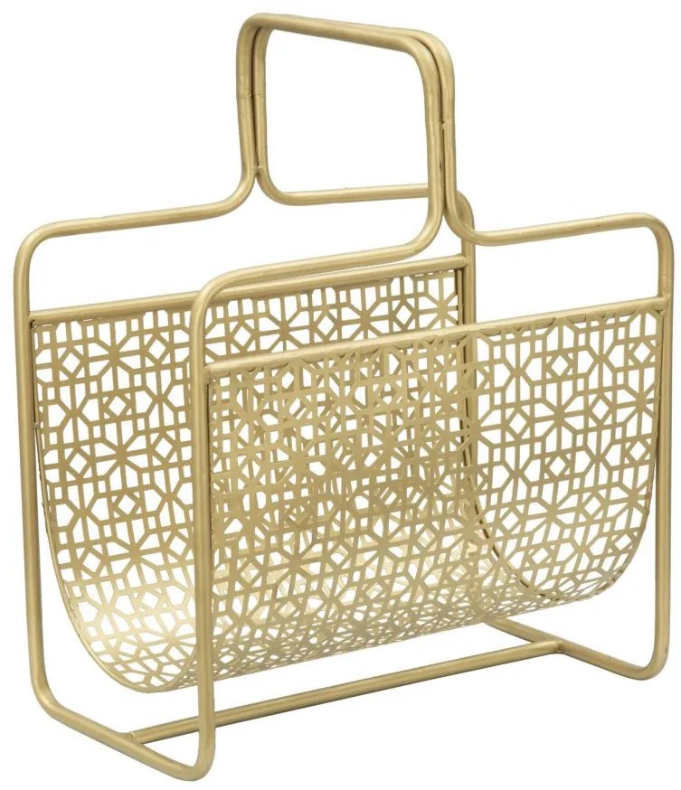Suport pentru reviste auriu din metal, 37x22x44,5 cm, Glam Mauro Ferretti