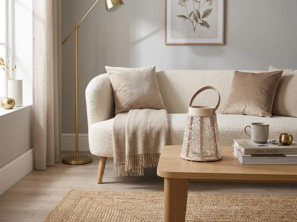 Lampa cu sclipici CONE GLAM 22 cm, alba