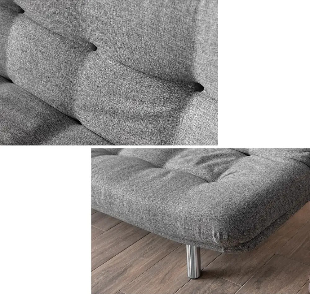 Canapea extensibila 3 locuri living, 180x110 cm – stofa, gri – Merburn