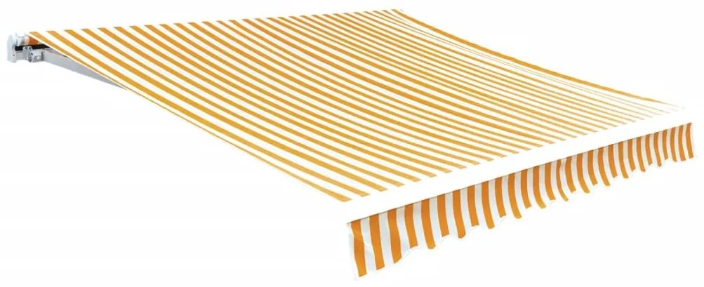 vidaXL Pânză copertină, galben &amp; alb, 4x3 m (cadrul nu este inclus)