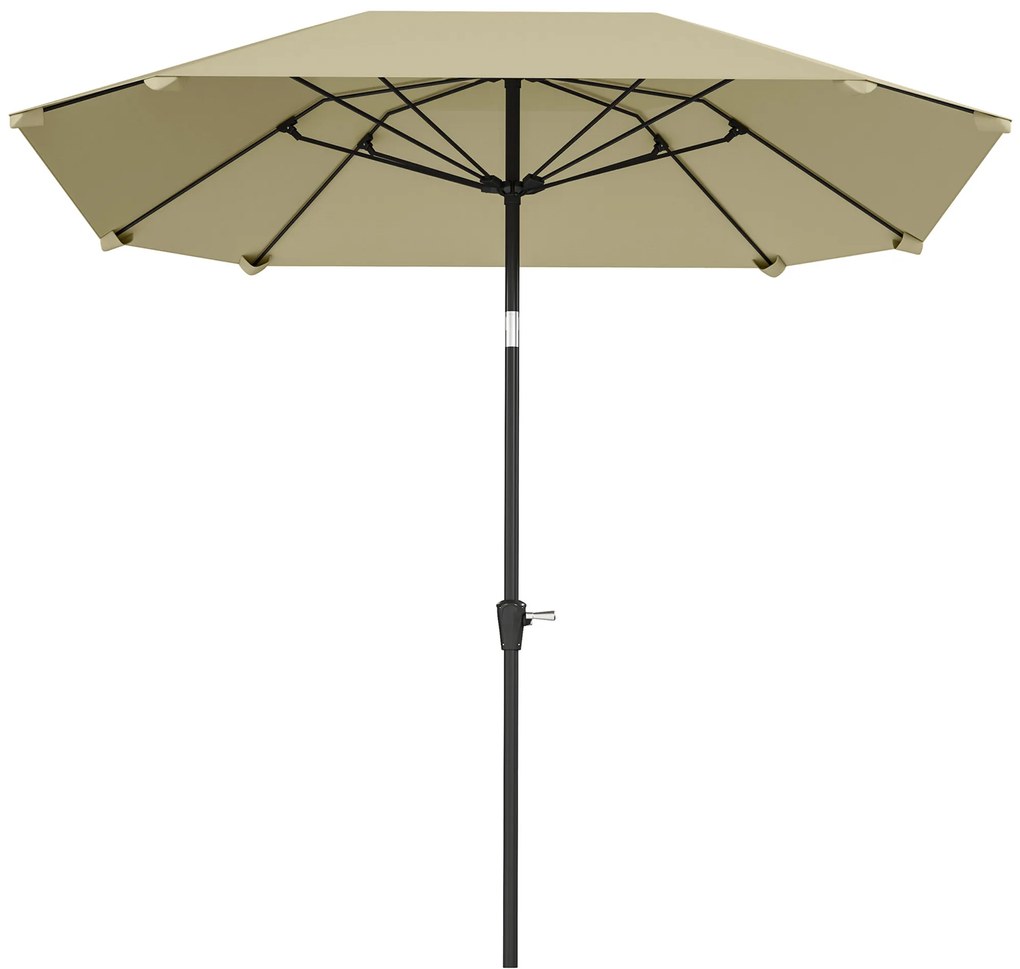 Outsunny Umbrelă de soare de 2,3 m fără bază, umbrelă de terasă reglabilă cu manivelă, poliester, aluminiu, fibră de sticlă, bej | Aosom Romania
