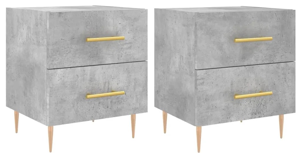 Noptiere, 2 buc., gri beton, 40x35x47,5 cm, lemn compozit