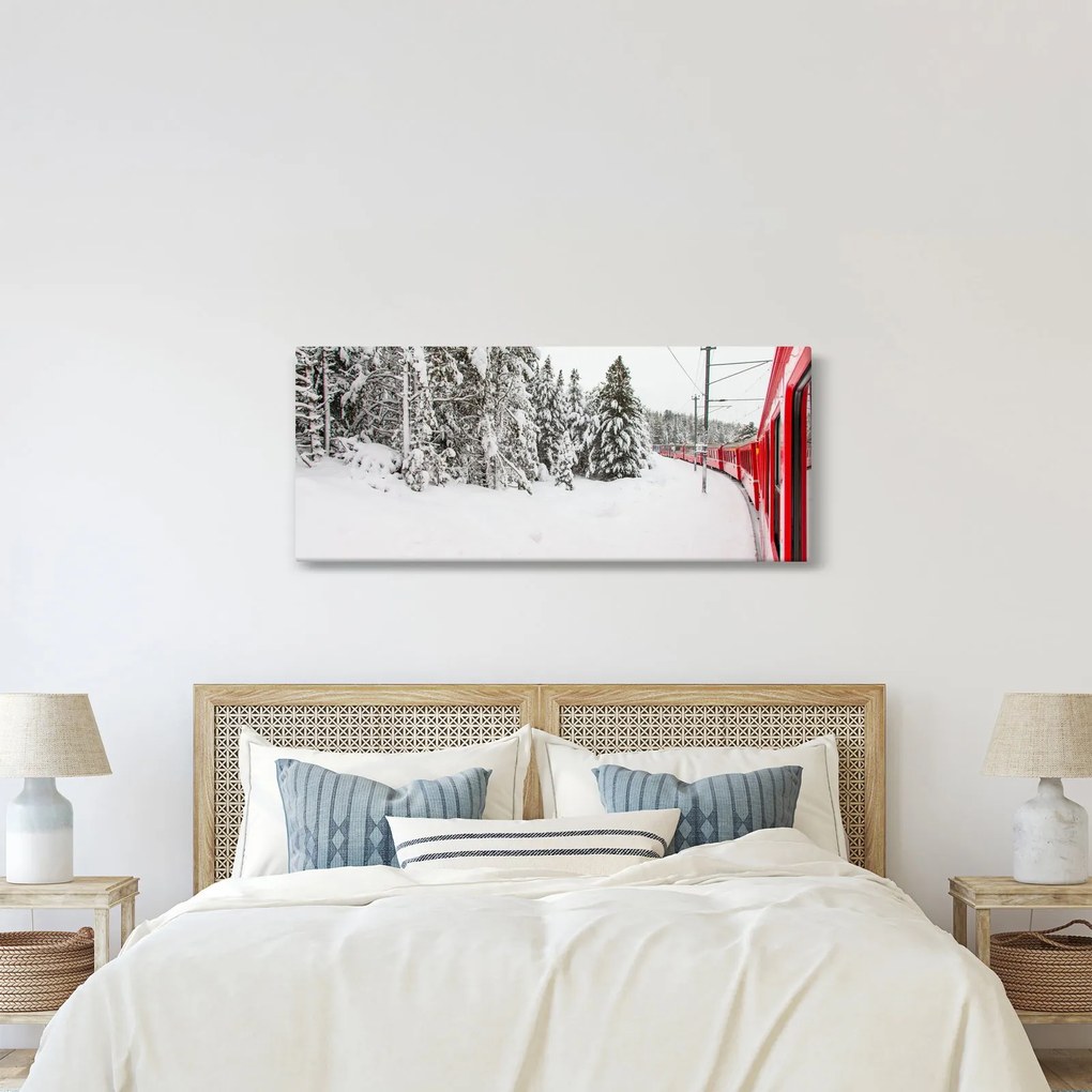 Tablou - Tren într-un peisaj înzăpezit (120x50 cm)