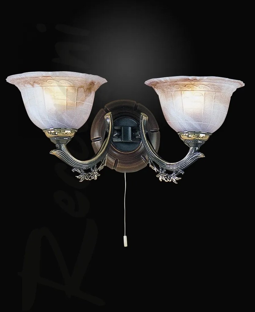 Aplica de perete rustica design italian din alama cu lemn 2801