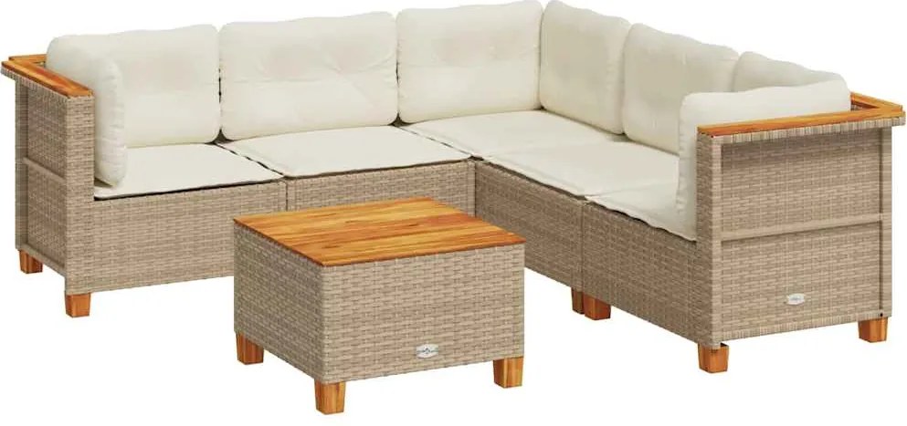 vidaXL Set canapele de grădină cu perne, 6 piese, bej, poliratan