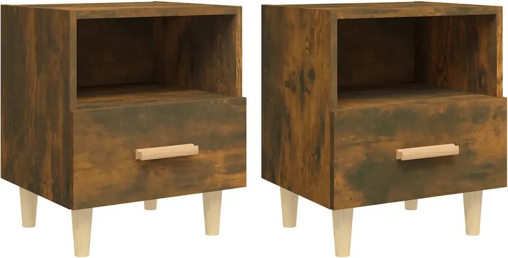 vidaXL Noptiere, 2 buc., stejar fumuriu, 40x35x47 cm