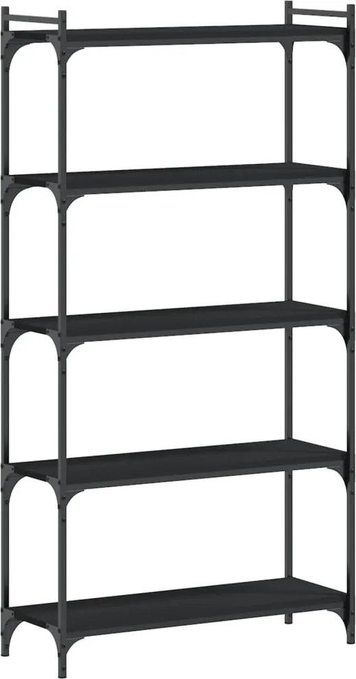 vidaXL Bibliotecă cu 5 niveluri, negru, 80x30x154 cm, lemn prelucrat
