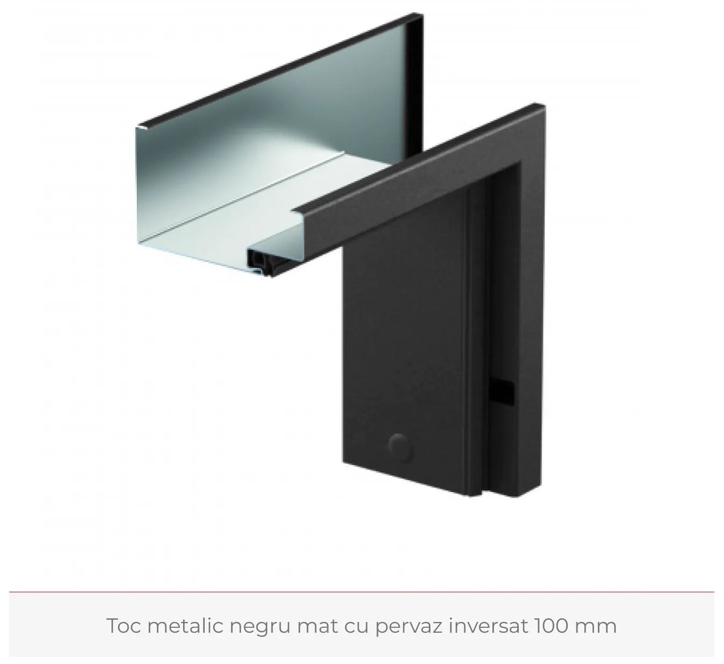 Usa de interior gri antracit finisaj CPL cu toc metalic negru mat - ORIZONT 3.8 DR, 100 mm, Toc metalic negru vopsit, Gri Antracit, Laminat CPL, 711 x