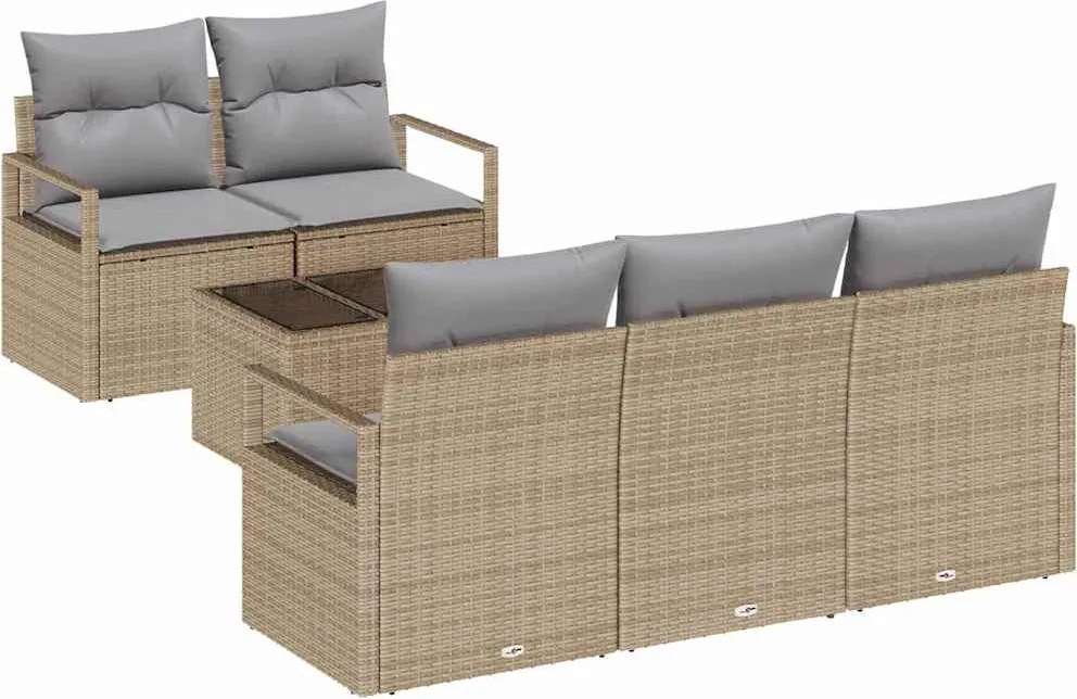 vidaXL Set de canapele pentru grădină 6 pcs Bej și gri poliratan