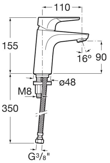 Baterie de lavoar Roca A5A3290C00 ATLAS 15,5 cm crom lucios