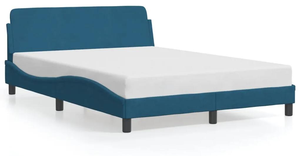 373156 vidaXL Cadru de pat cu tăblie, albastru, 120x200 cm, catifea