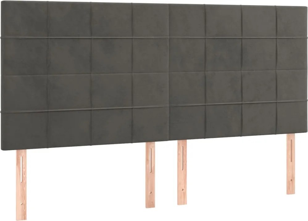 vidaXL Tăblie de pat gri închis 180x5x118/128 cm catifea