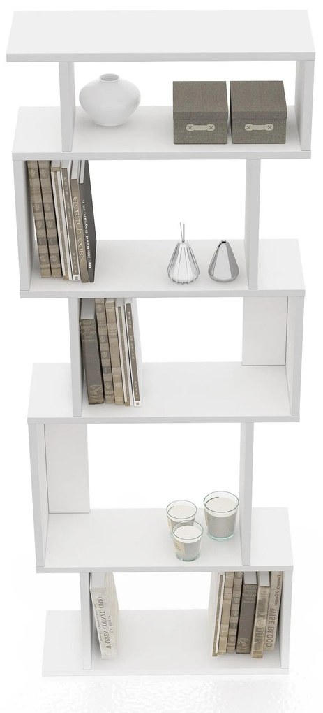 Biblioteca Piramide, Alb, 60 x 22 x 160 cm