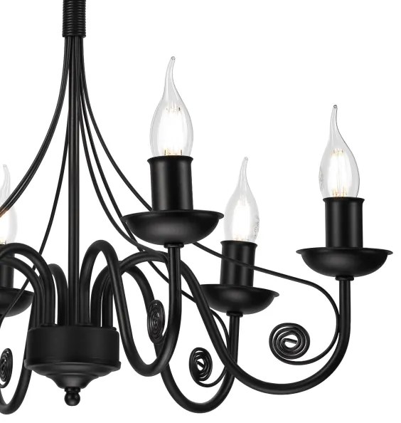 Lustră pe lanț DONATO 6xE14/40W/230V negru