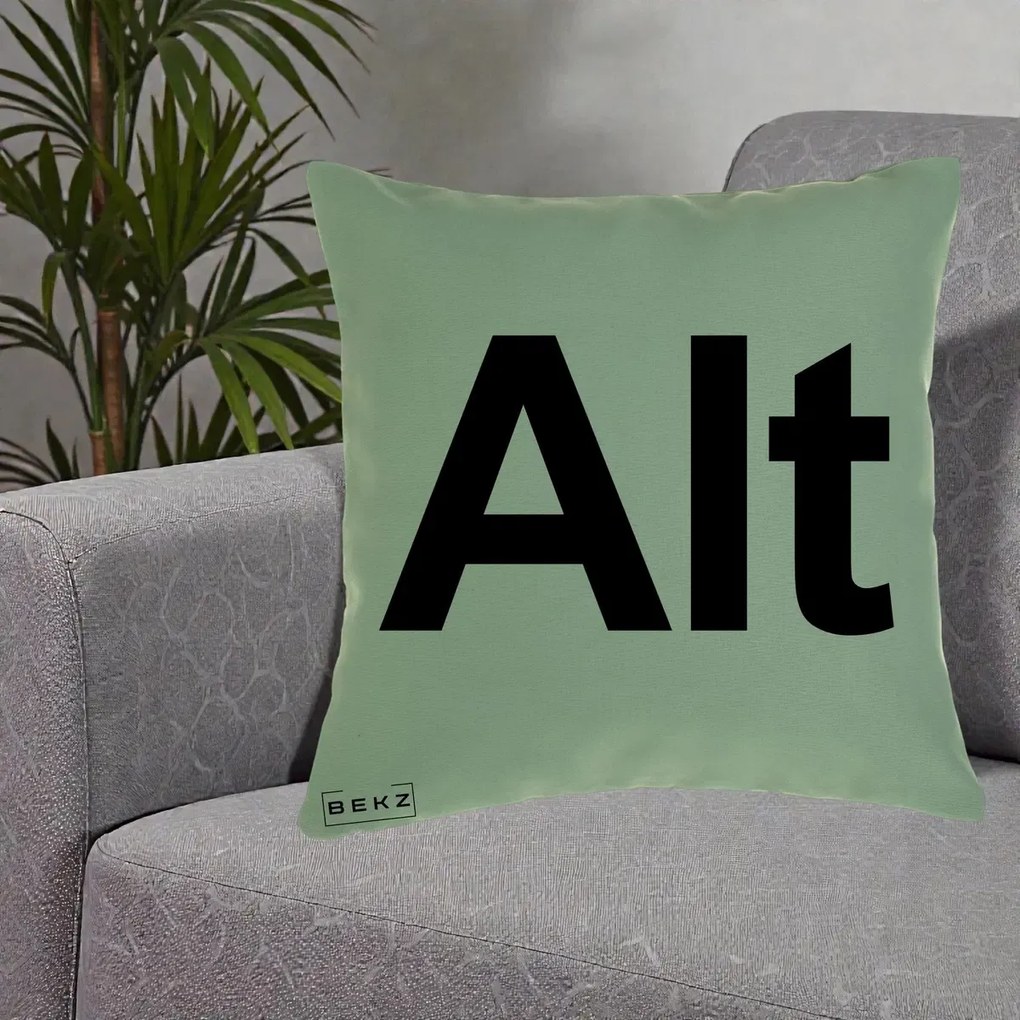 Perna Personalizata Tasta Alt Tipografie Bold, 40x40 cm, Verde, Husa Detasabila, Perna Inclusa, BEKZ®