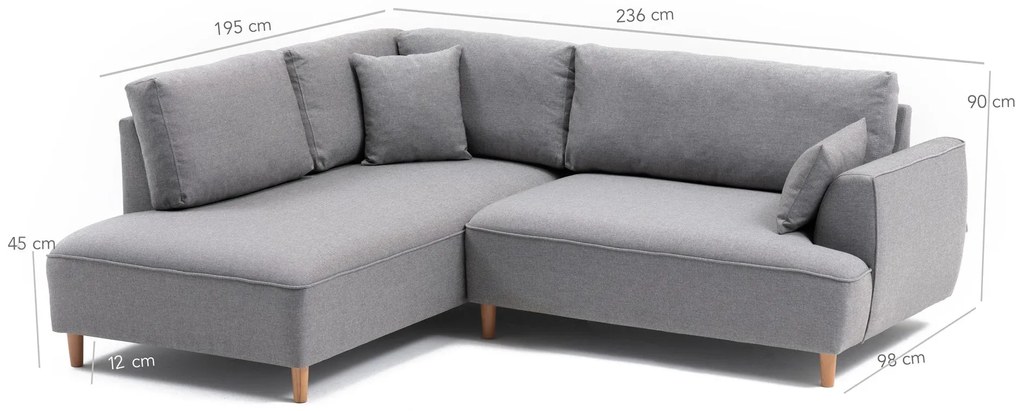 Canapea de colț Felix Extra Soft Corner Sofa Left - Light Grey