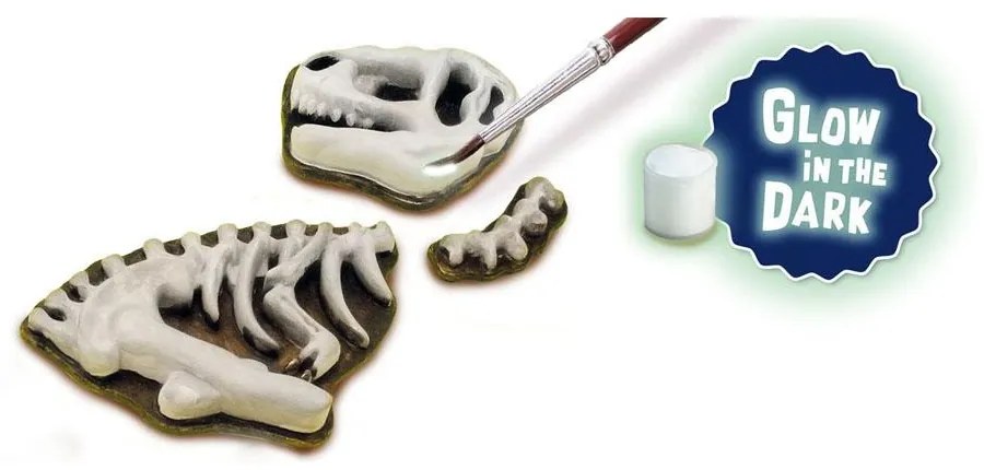 Set creativ mulaj si pictura - T-rex cu schelet fotoluminescent
