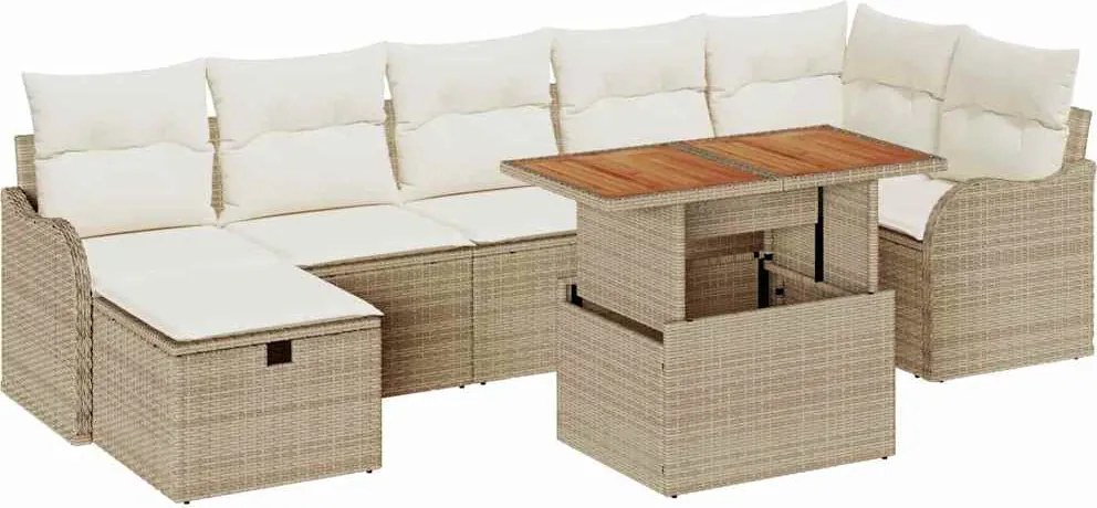 vidaXL Set de canapele pentru grădină 8 pcs Bej Rattan poli