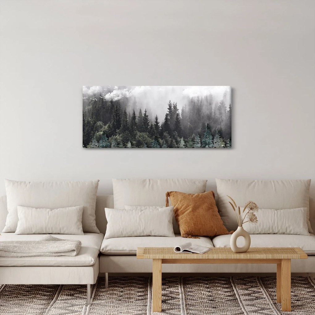 Tablou - Pădure cu elemente ilustrate (120x50 cm)