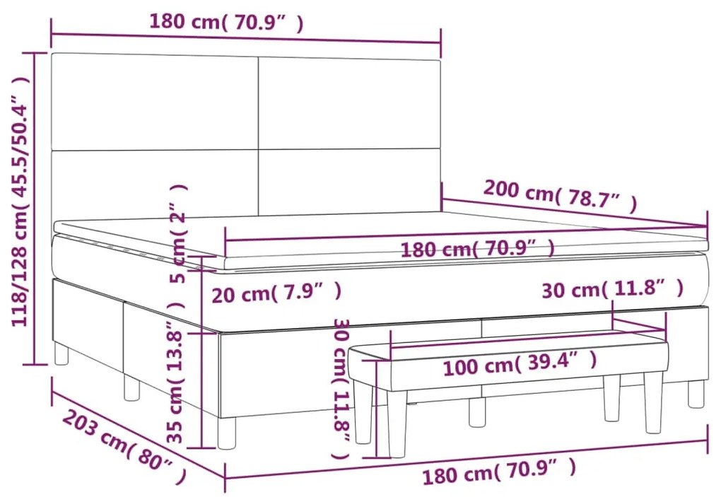 Pat box spring cu saltea, negru, 180x200 cm, catifea Negru, 180 x 200 cm, Design simplu