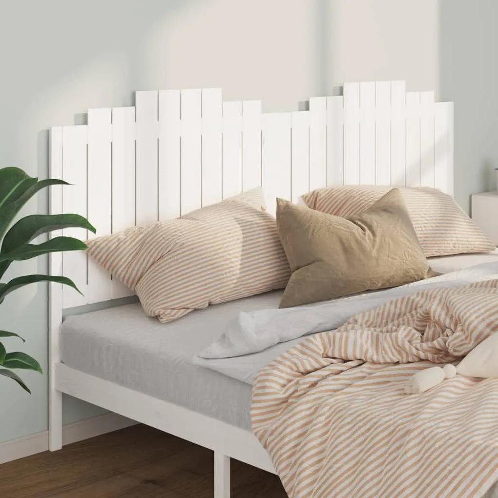 Tablie de pat, alb, 206x4x110 cm, lemn masiv de pin 1, Alb, 206 x 4 x 110 cm