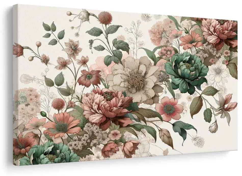 Tablou flori delicate în tonuri pastelate