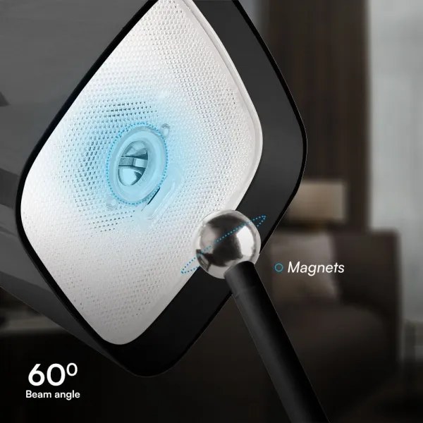 Lampă solară LED de masă, magnetică, 5W, 5V, 3000-6000K, 3600 mAh, IP65, negru