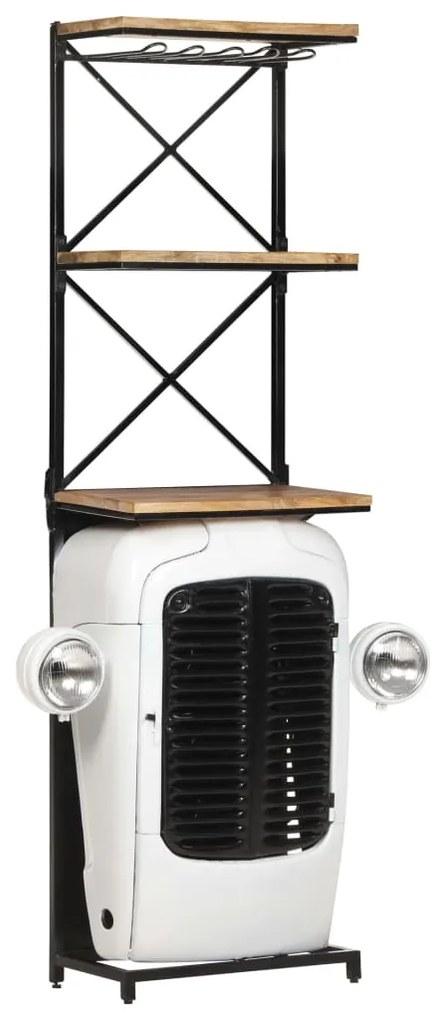 320487 vidaXL Dulap de vin design tractor alb 49x31x172 cm mango nefinisat