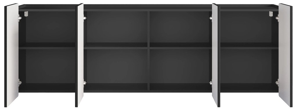 Comodă suspendată cu patru uși Malmi 200 cm - negru mat / auriu