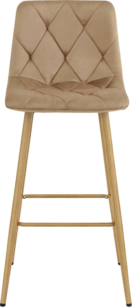 Scaun de bar maro NADO VELVET cu picioare in decor de stejar