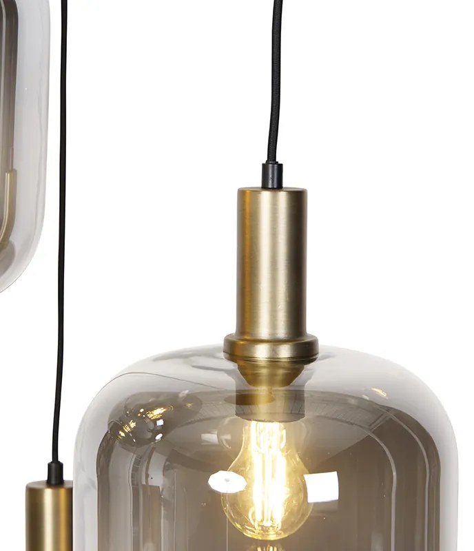 Lampă pendantă de design neagră cu sticlă aurie și fum cu 3 lumini - Zuzanna