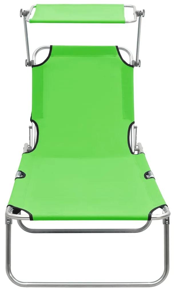 Sezlong pliabil cu copertina, verde, aluminiu 1, Verde