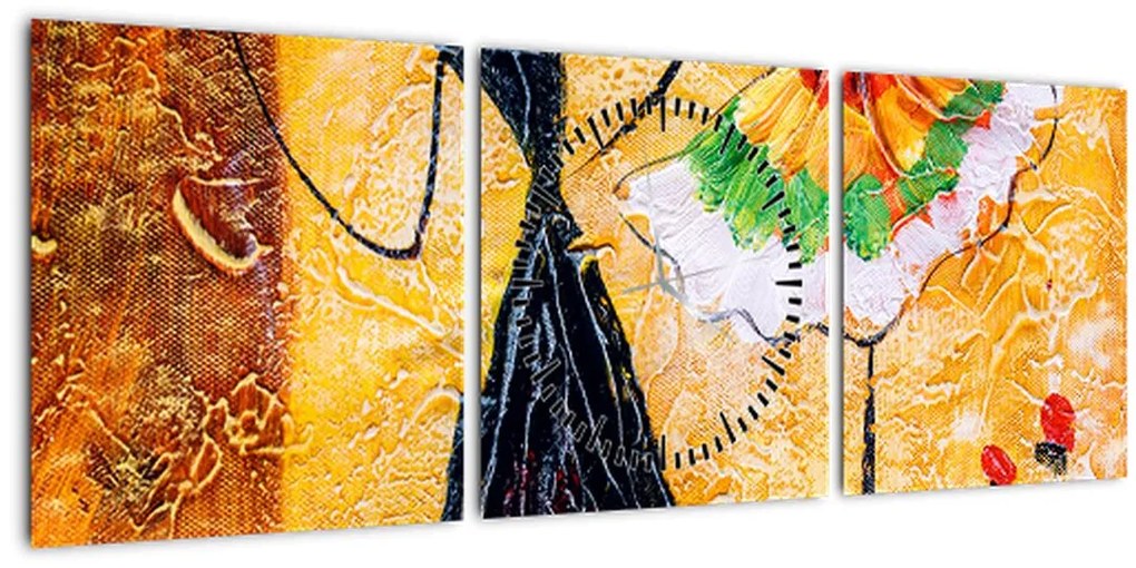 Tablou - Balerine dansînd, pictură în ulei (cu ceas) (90x30 cm)