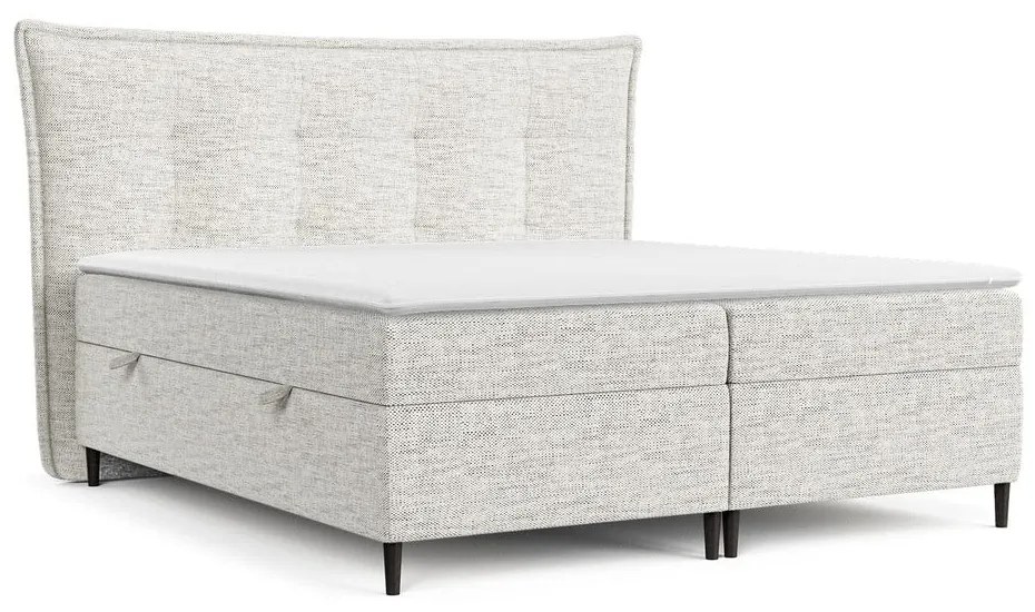 Pat boxspring gri deschis cu spațiu de depozitare 140x200 cm Sinai – Maison de Rêve